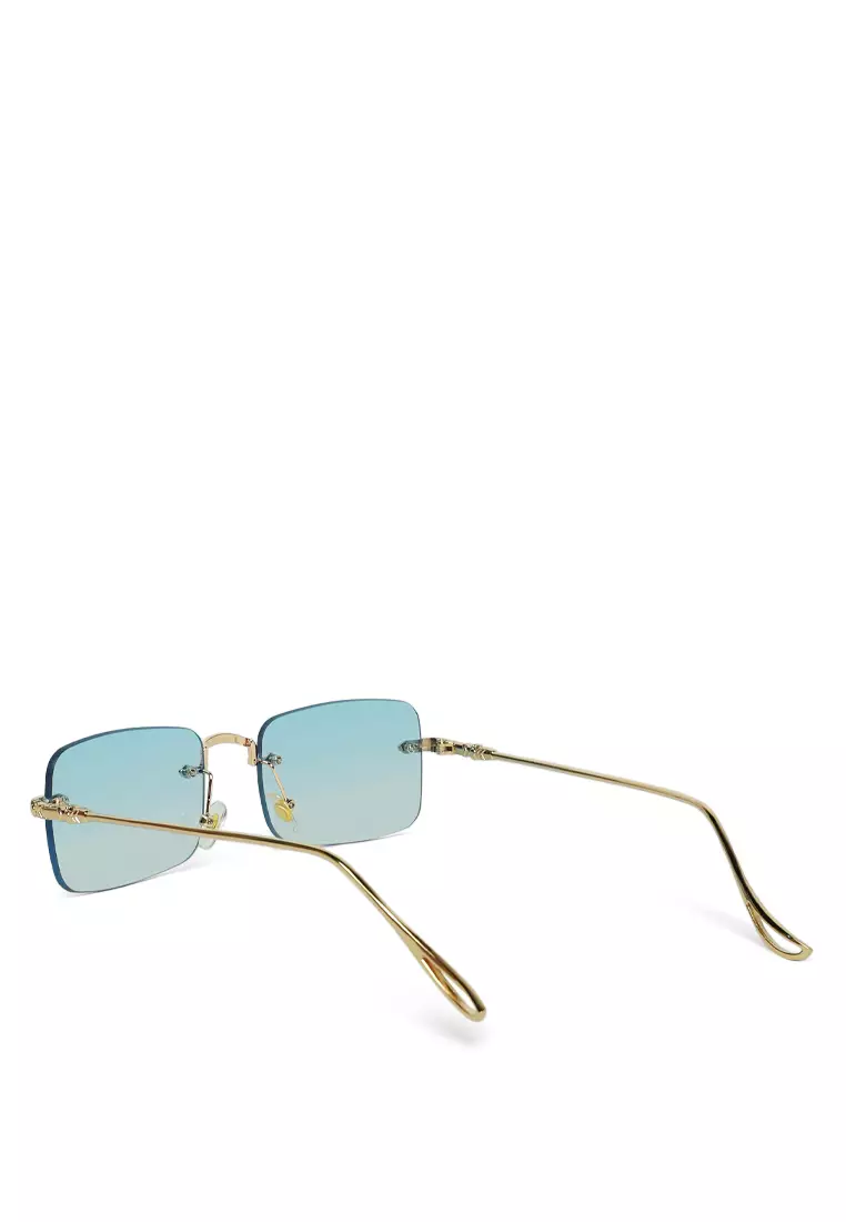 Blue Ombre Tinted Rimless Sunglasses