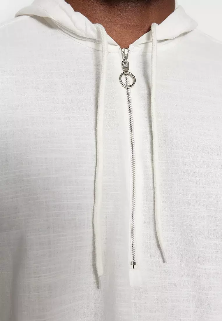 Zipper Hooded Shirt