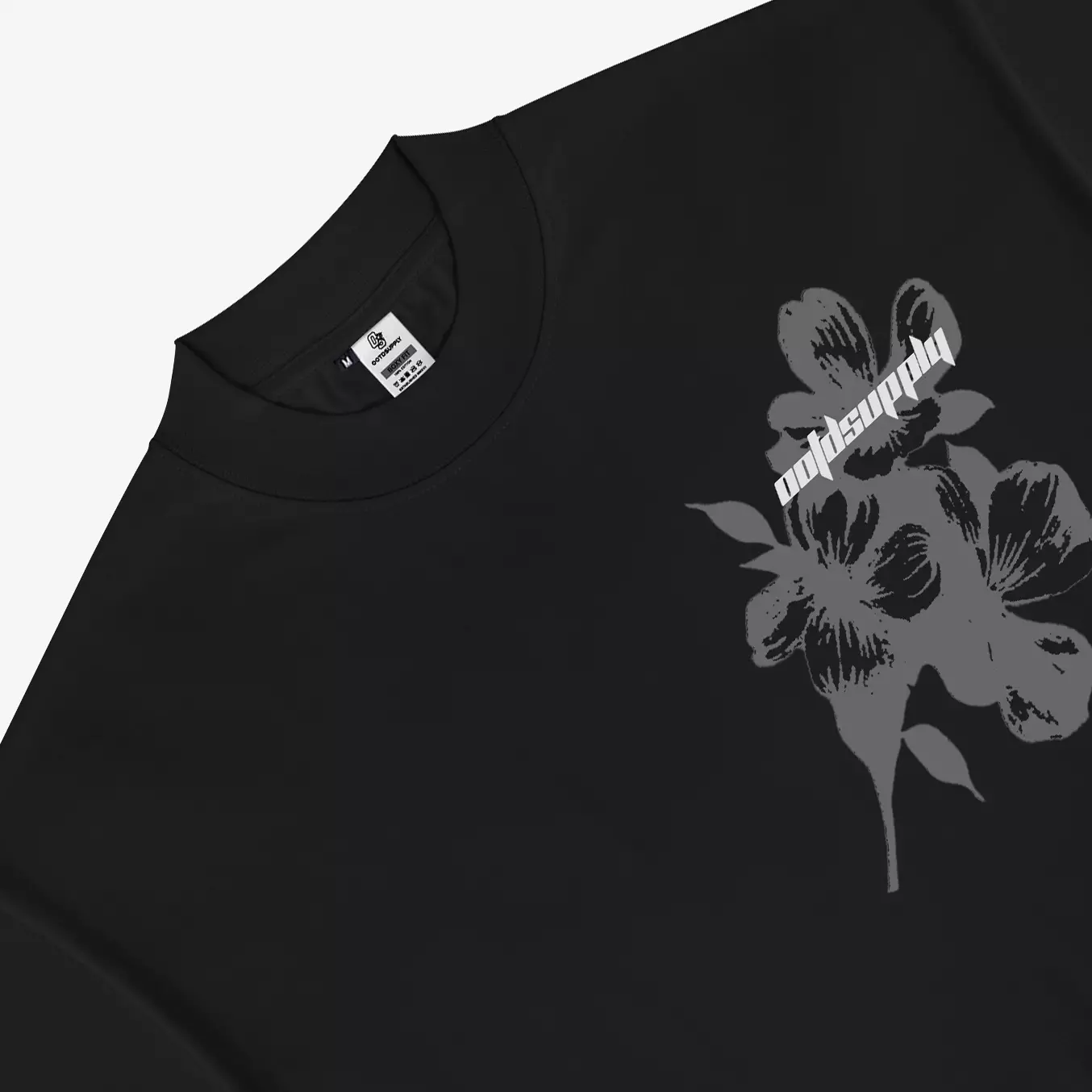 OOTDSUPPLY Boxy Fit Oversize Freesia Black & Dark Grey l Tshirt Boxyfit l Kaos Boxy OVZBX028