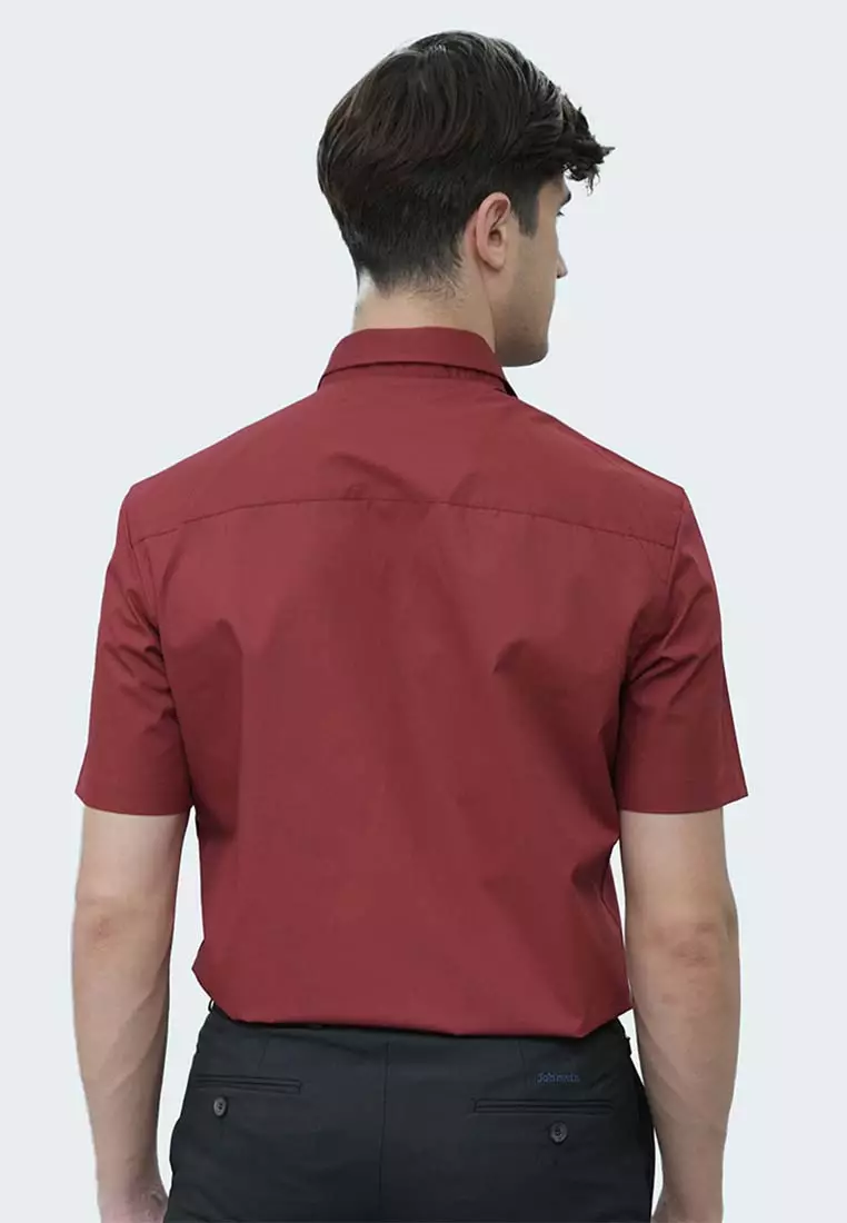 Johnwin - Kemeja Formal - Slim Fit - Lengan Pendek - Opulence  Collection - Model Basic - Blue/Red/Gey/Olive/Black/White - Multi Produk - FSH.650.K393