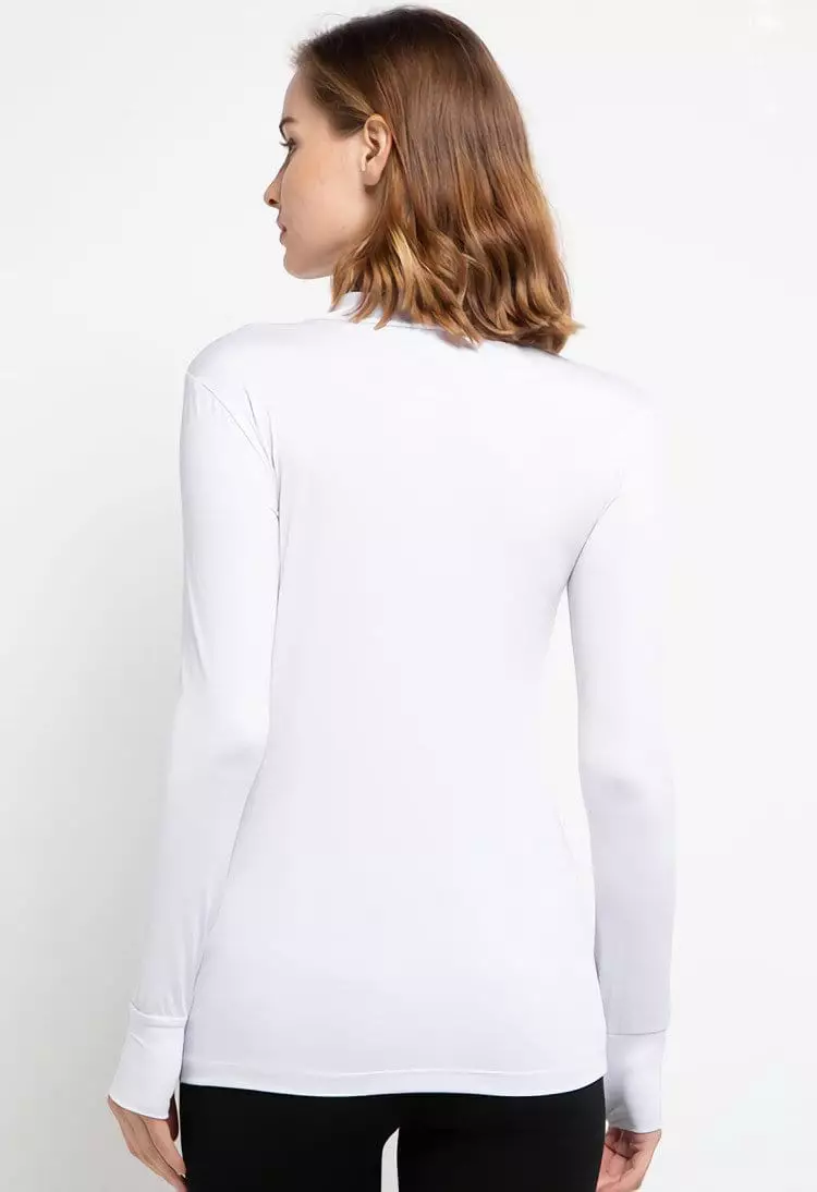 LSB15 Sport inner polos thumbhole kaos olahraga td active wanita putih