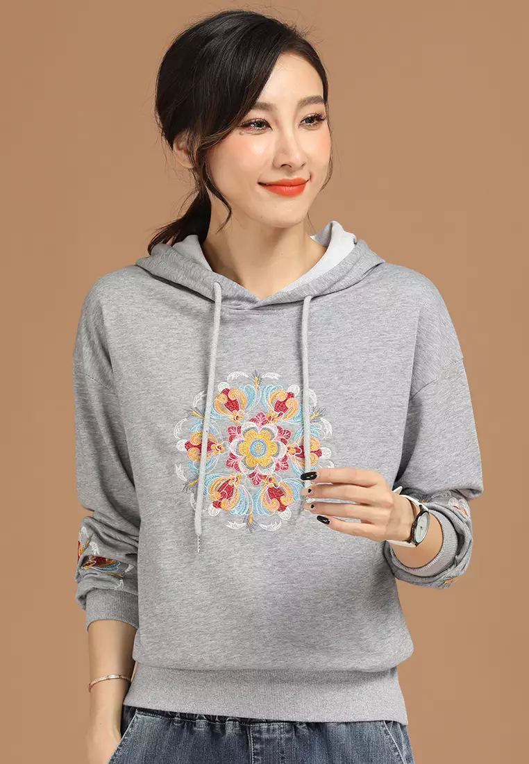 Buy A IN GIRLS Fashion Embroidered Hooded Sweatshirt 2024 Online