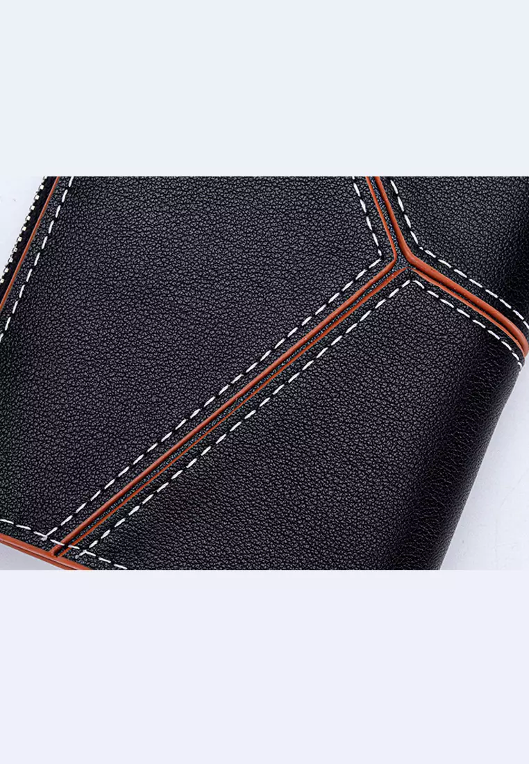 Genuine Leather Color Patching Bifold Wallet JW YT-109