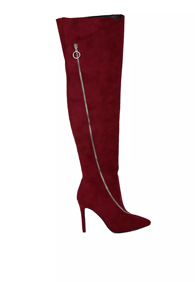 Buy Rag CO. Burgundy Zip Around Long Boot 2024 Online ZALORA