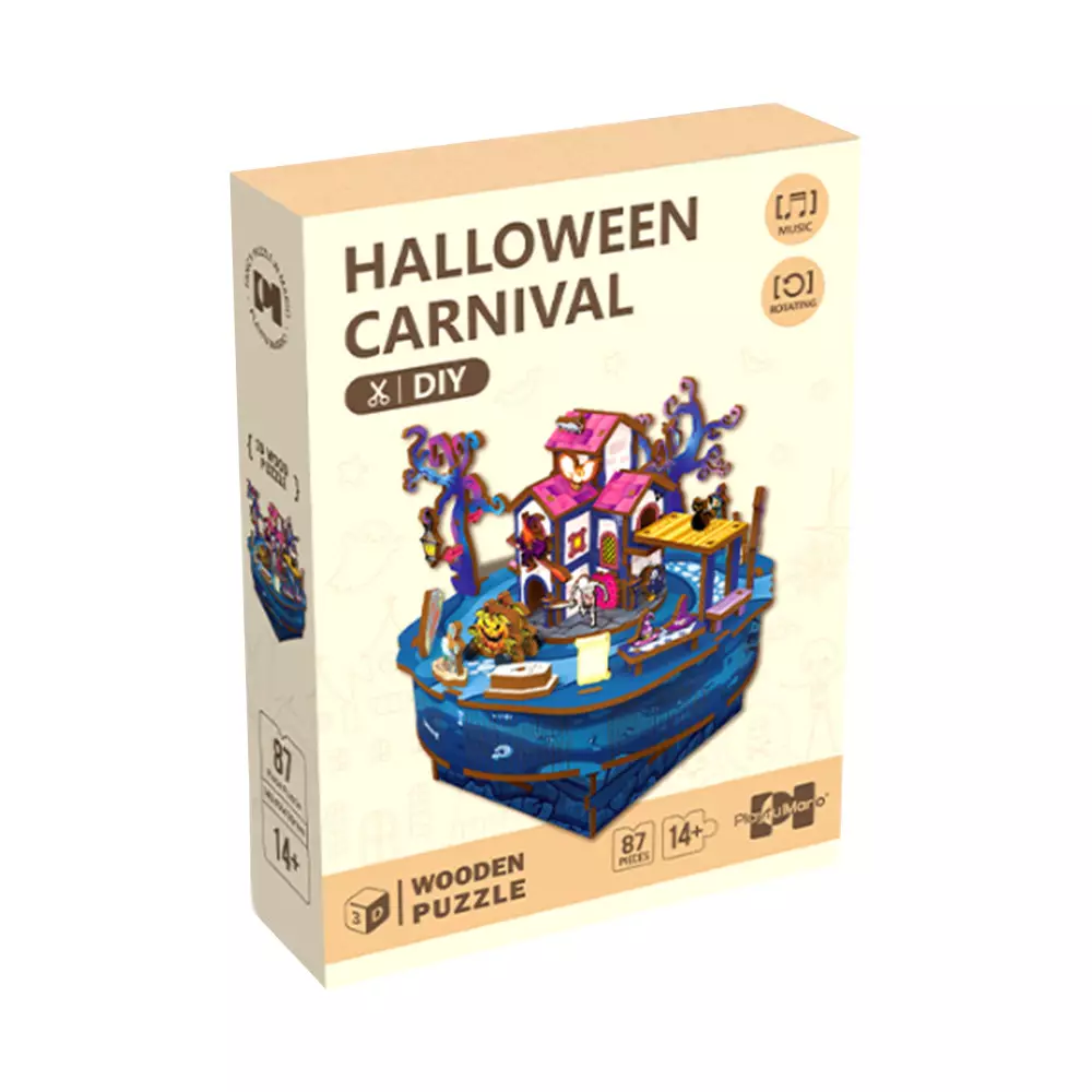 KIDDY STAR PUZZLE KAYU 3D HALLOWEEN CARNIVAL SET 87 PCS - BIRU