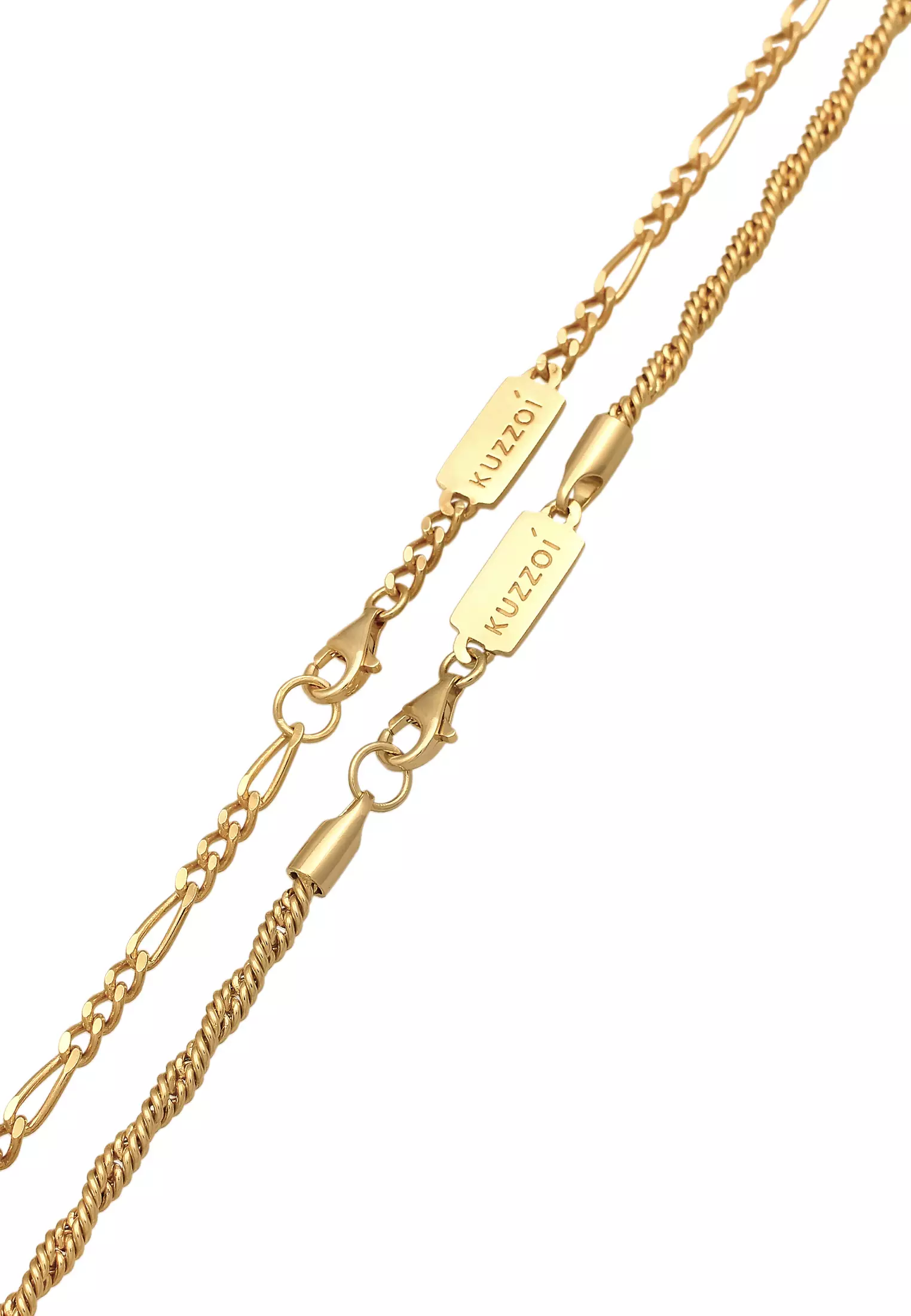 Necklace Men Cord Figaro Set Of 2 Gold Plated