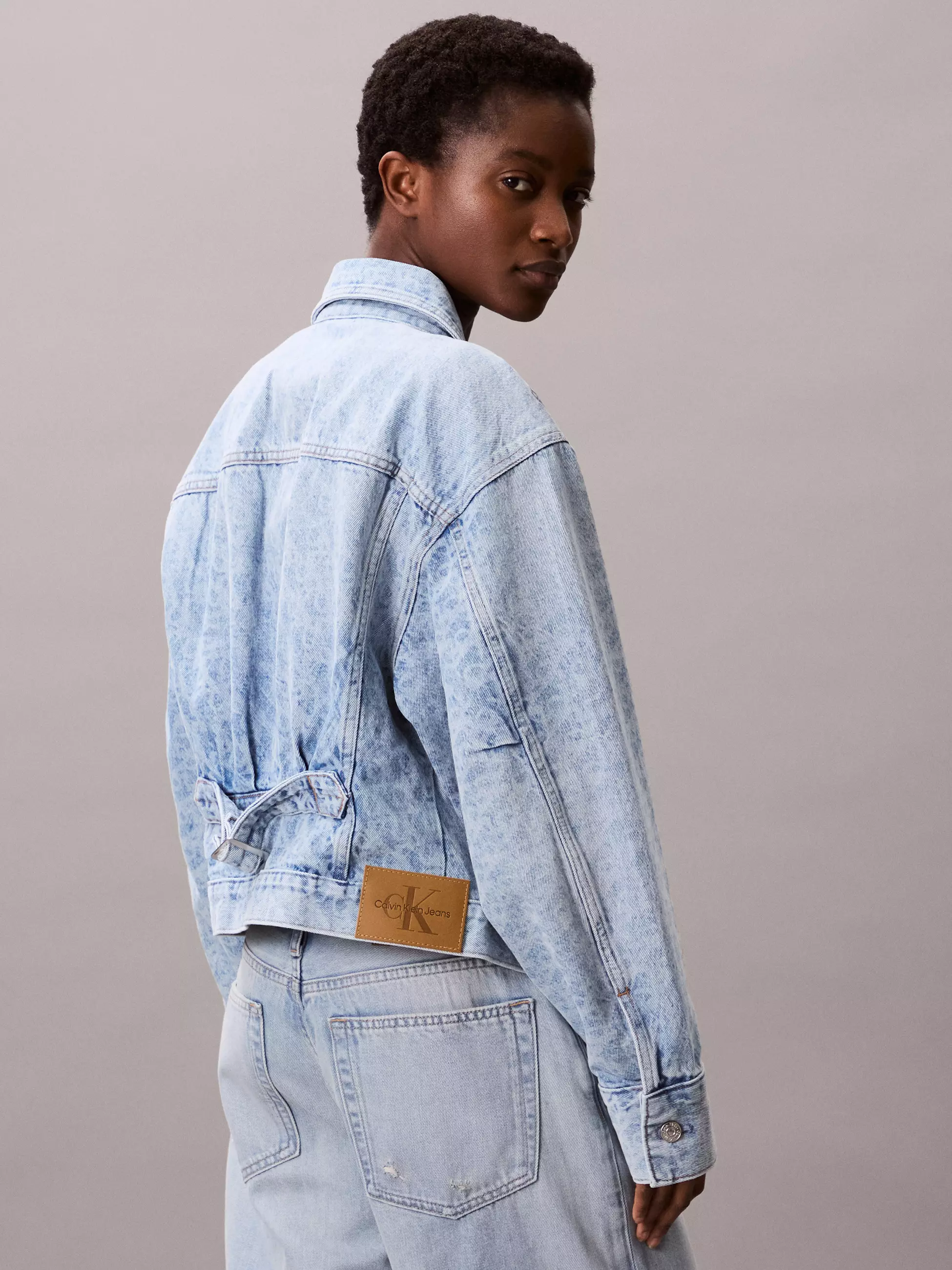 Calvin Klein - Monogram Logo Cropped Denim Jacket