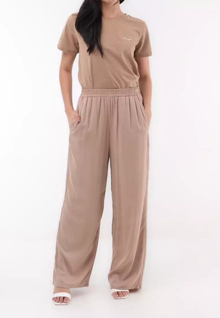 Woven Plain S.Twill Wide Leg Pants