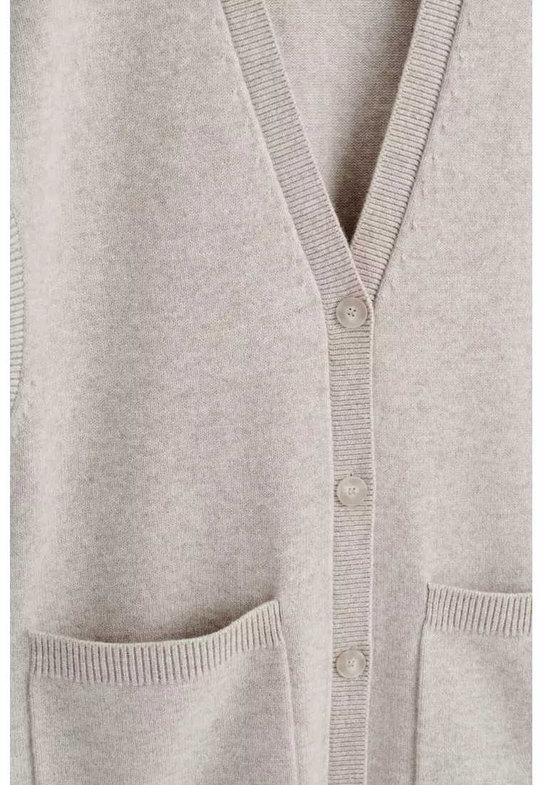 ROUNDED WOOL LONGLINE CARDIGAN