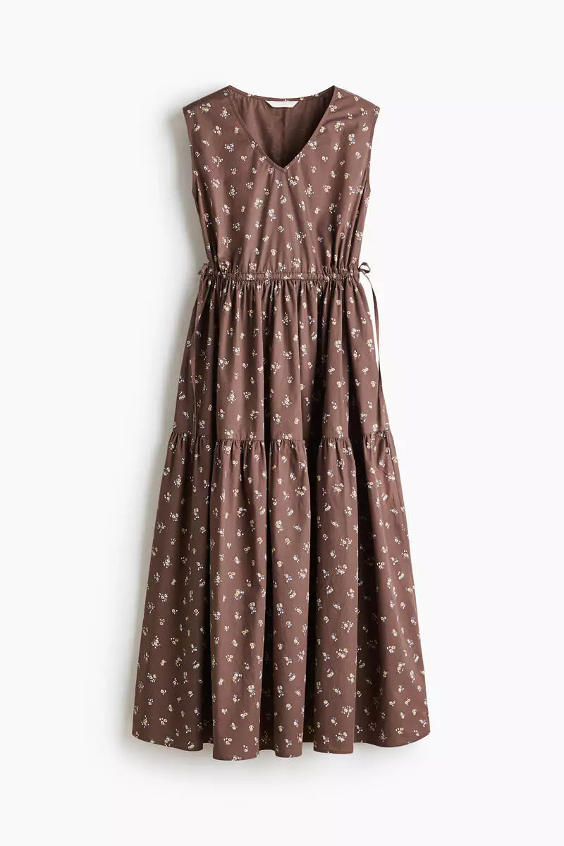 Drawstring-detail cotton dress