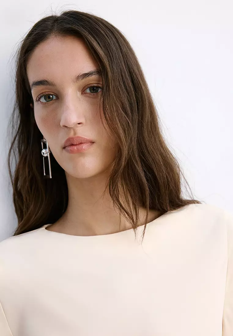 Flared-Sleeves Satin Dress