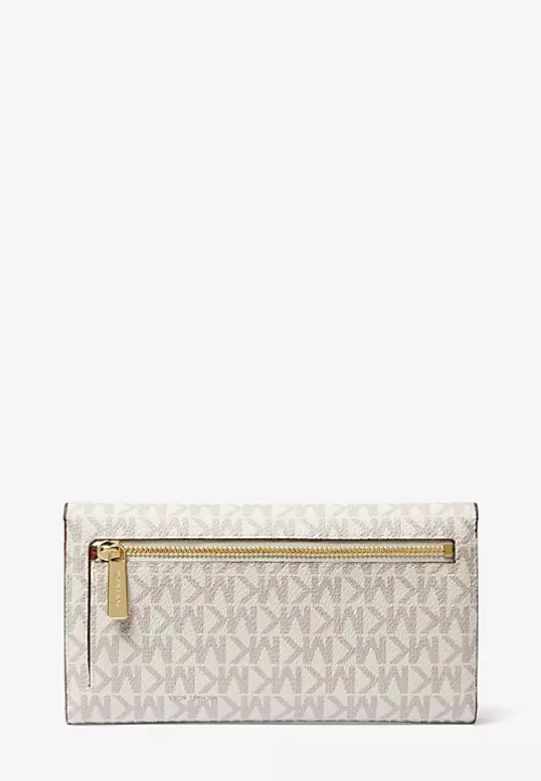 Michael Kors Jet Set Large Logo Trifold Wallet Vanilla