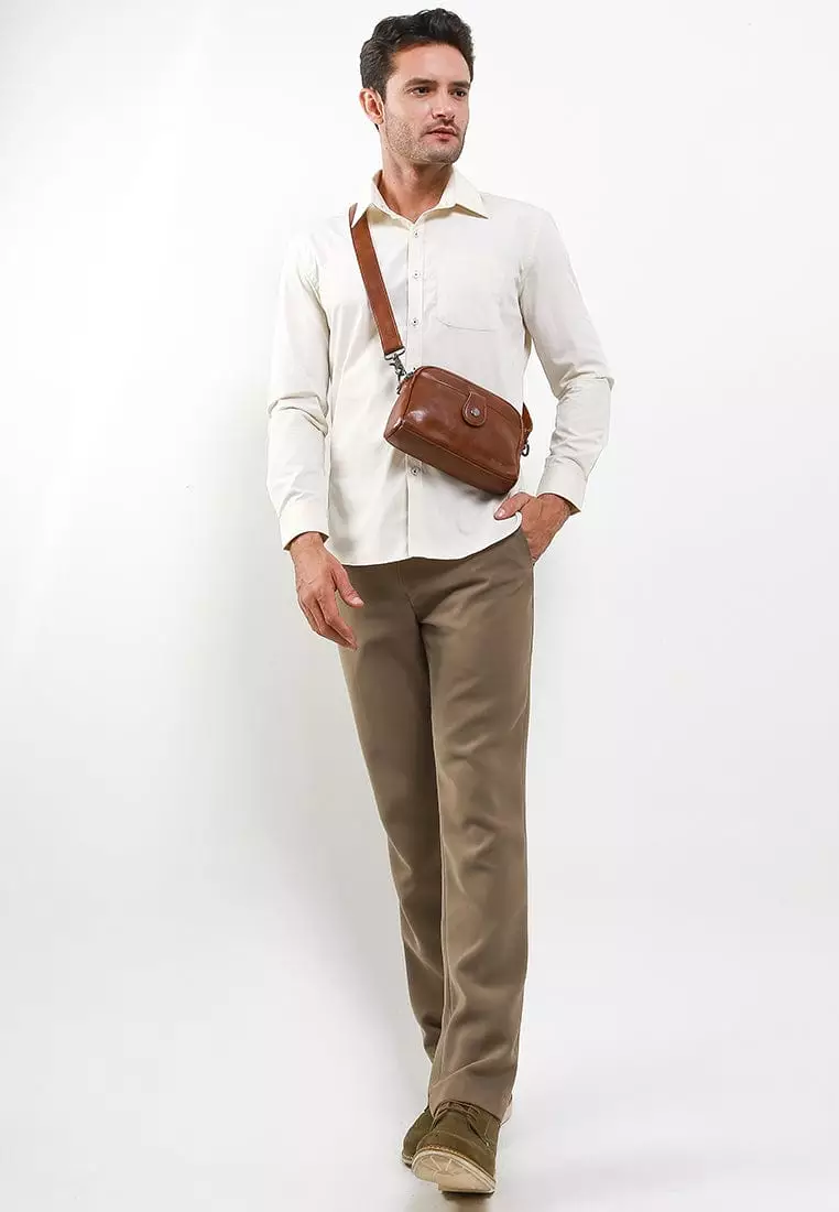 Distressed Leather Legacy Crossbody Pouch Bag