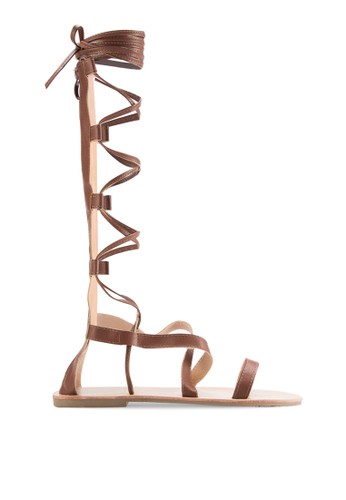 Strappy Laced Up Gladiator Flat Sandals