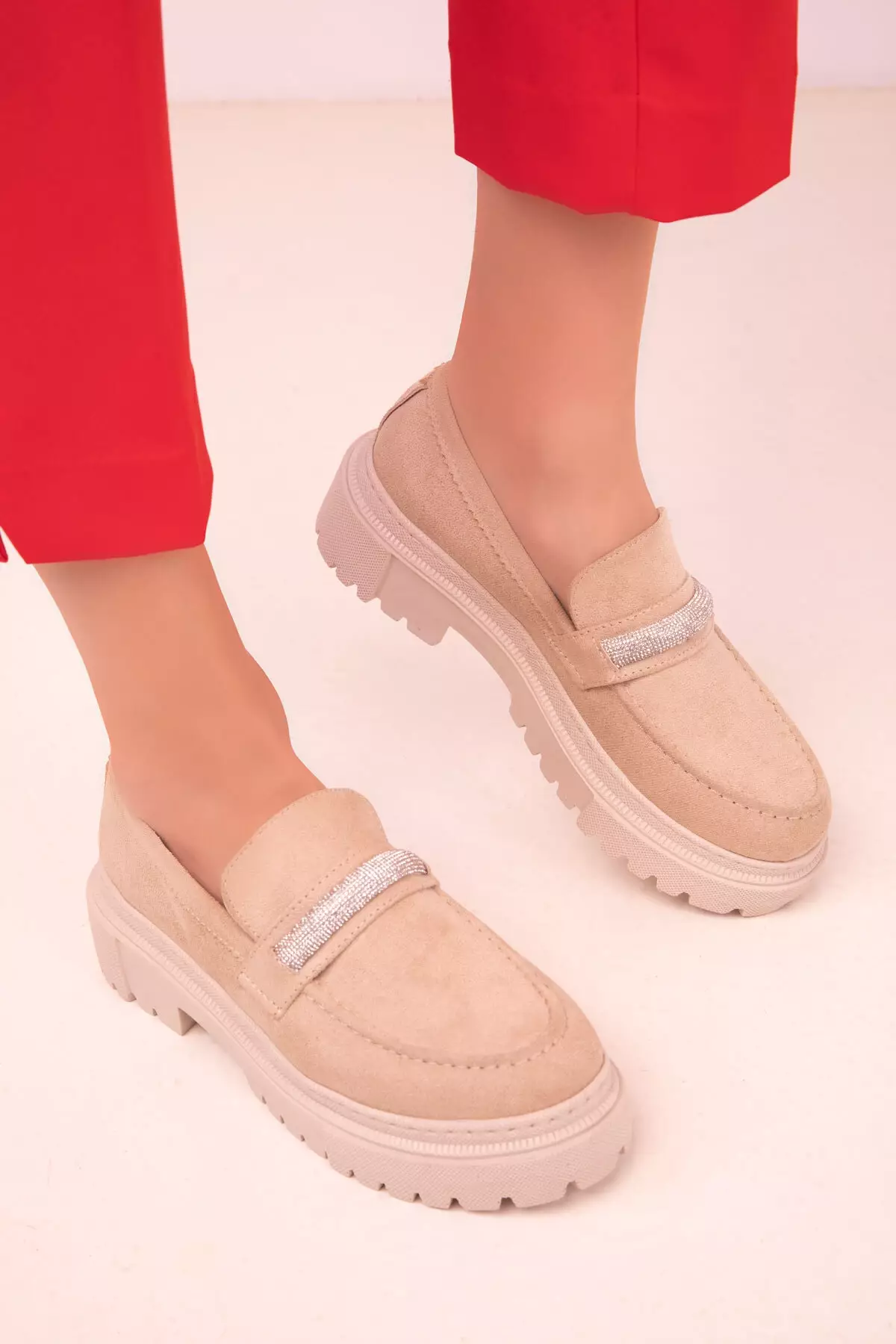 Embellished Twisted Metal Loafers