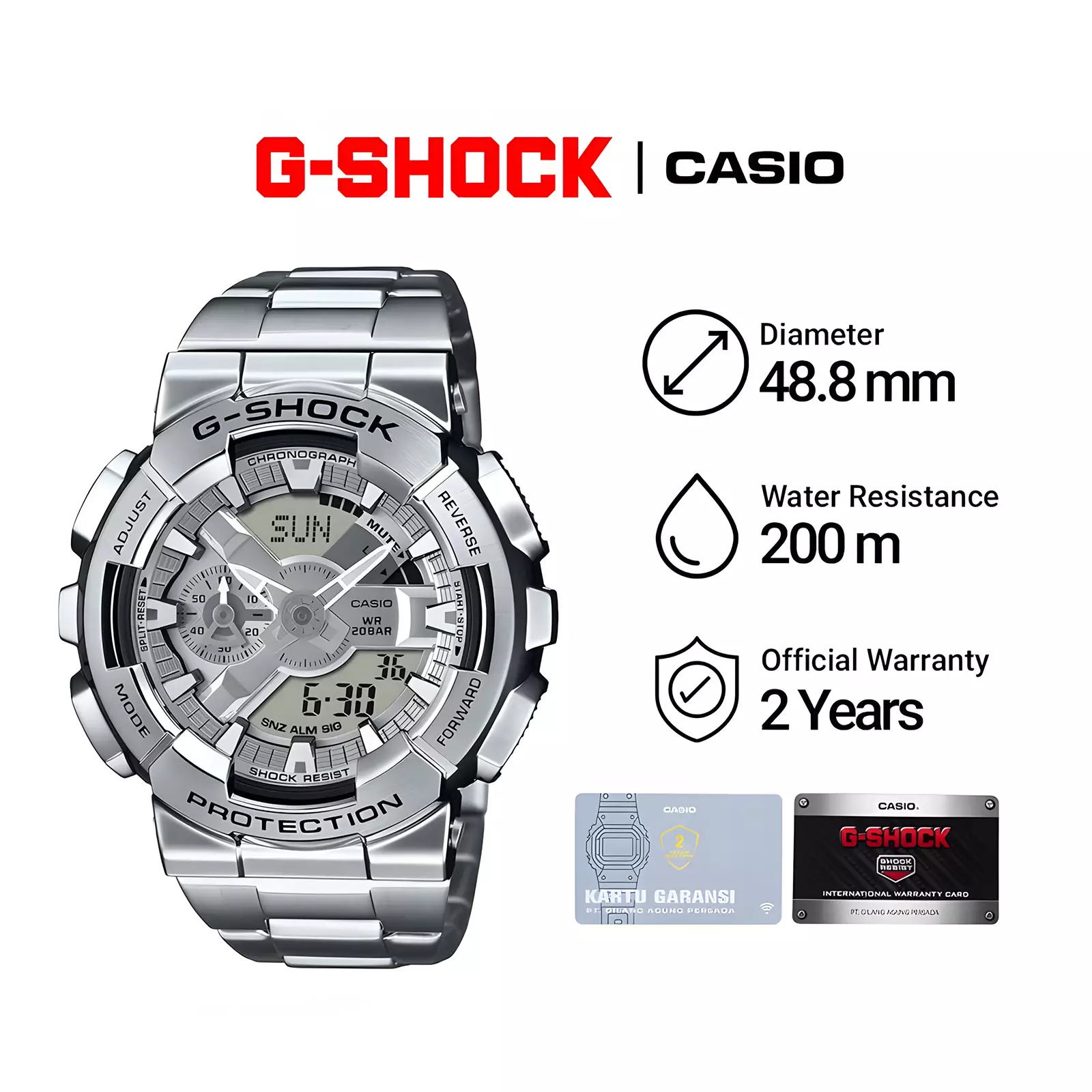 G-Shock G-Steel - Jam Tangan Analog Digital Pria - Silver - Stainless Steel - GM-110D-8A