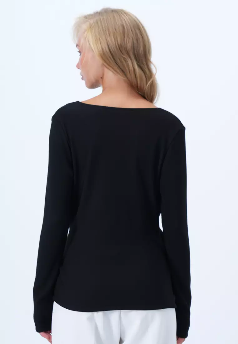 Double-Breasted V-Neck Brooch Detailed Blouse
