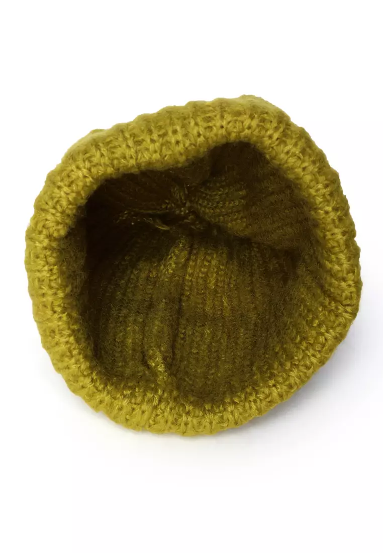 Khaki Green Waffle Cuff Beanie