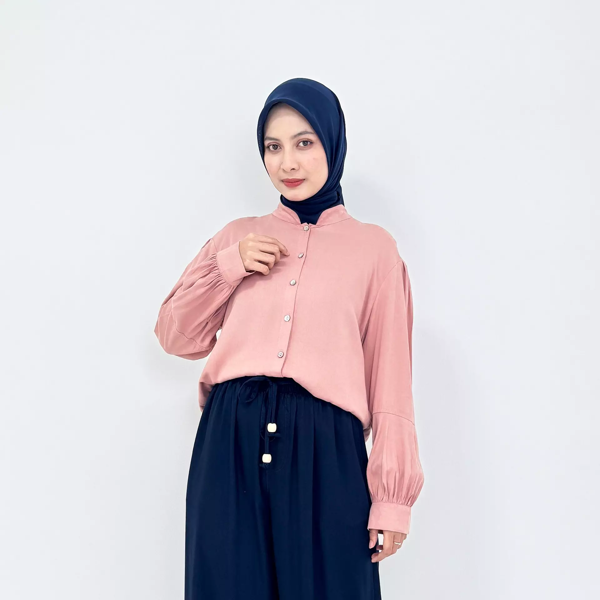 Setelan Kemeja Katun Reza [PINK-NAVY]