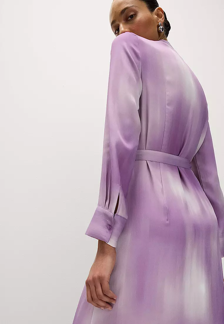 Satin Ombre Textured Midaxi Shirt Dress