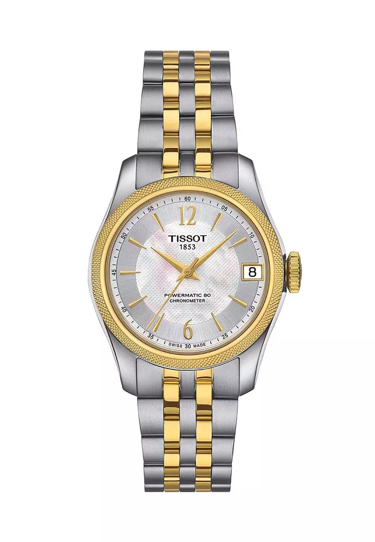 Ballade Powermatic 80 COSC Ladies Two Stainless Steel Bracelet and White mother of pearl Dial Watch T108.208.22.117.00