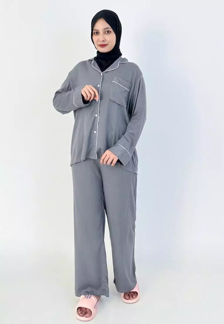 Rara Set (Setelan Piyama Lengan Panjang Wanita) Abu-Abu