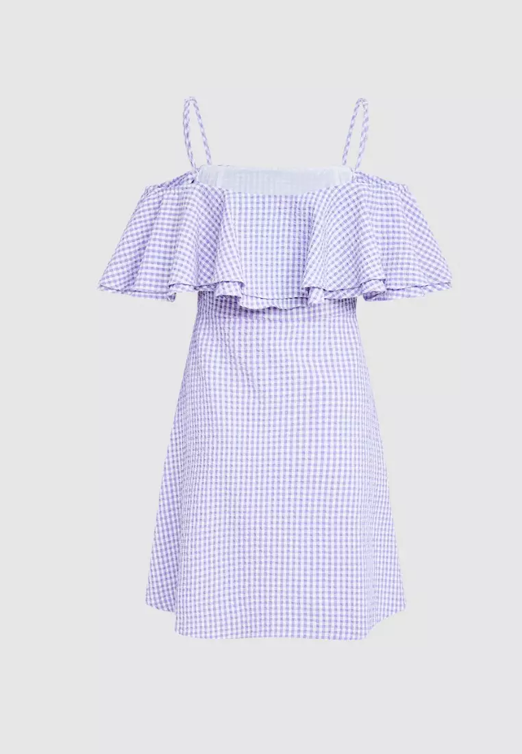 Checkered Ruffle Cami Dress