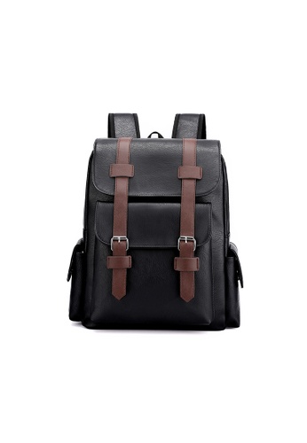 Lara black Men's Leather Flap Backpack - Black 083D0ACC2C82A8GS_1