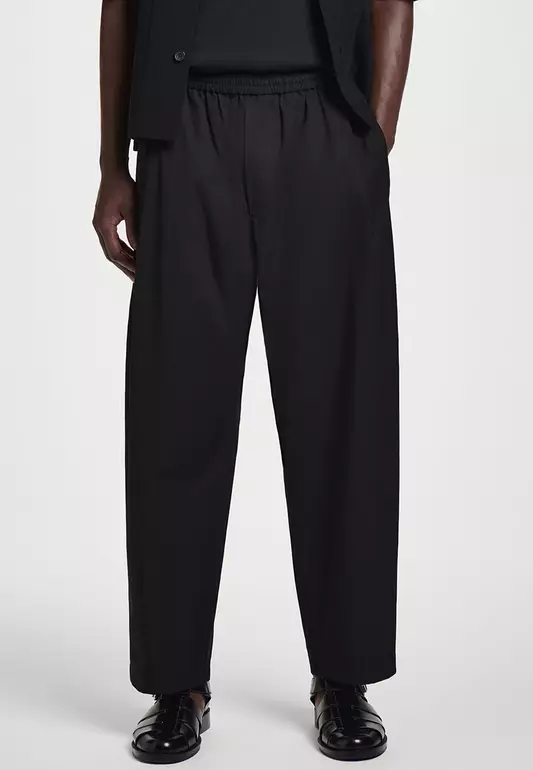 Cropped Elasticated Wide-Leg Trousers