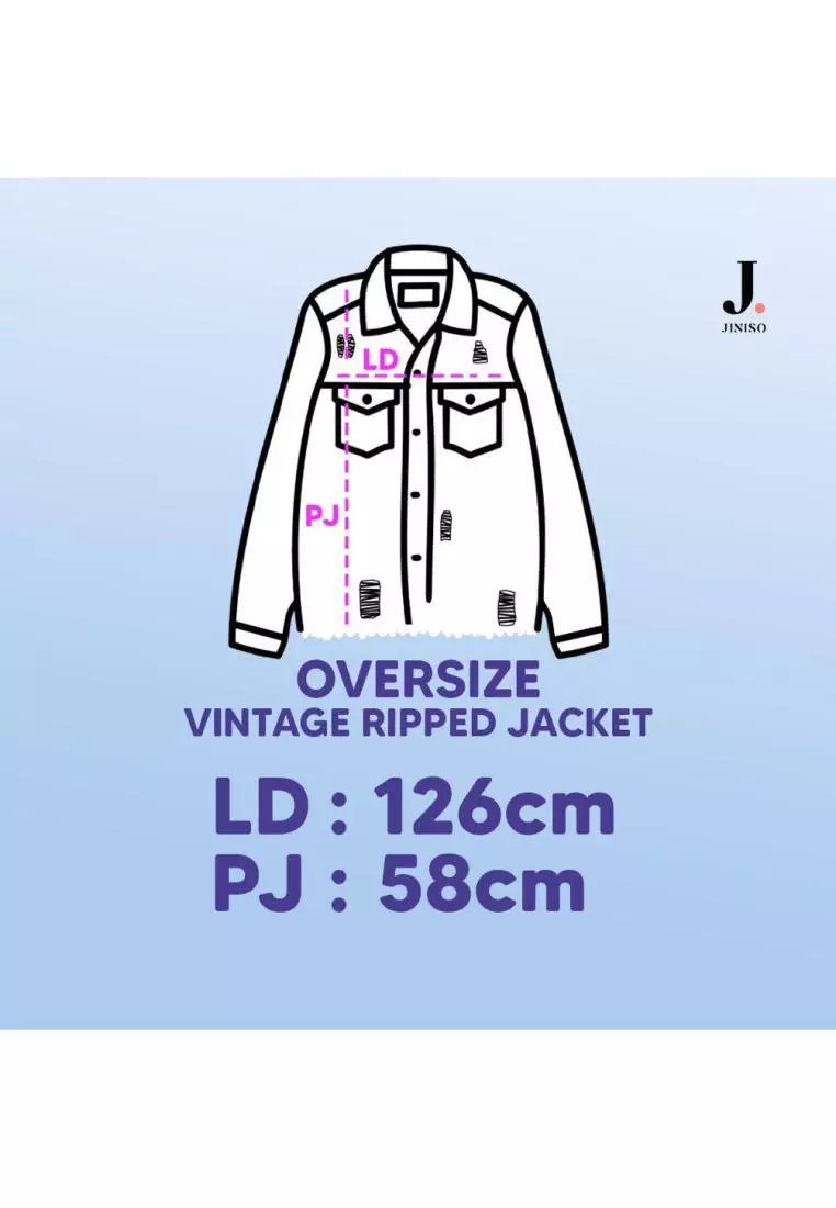 Ripped Jaket Jeans Oversize Vintage Black Acid