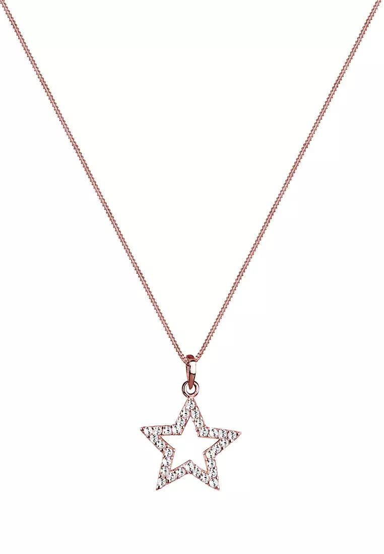 Necklace Star Crystals Rose Gold Plated