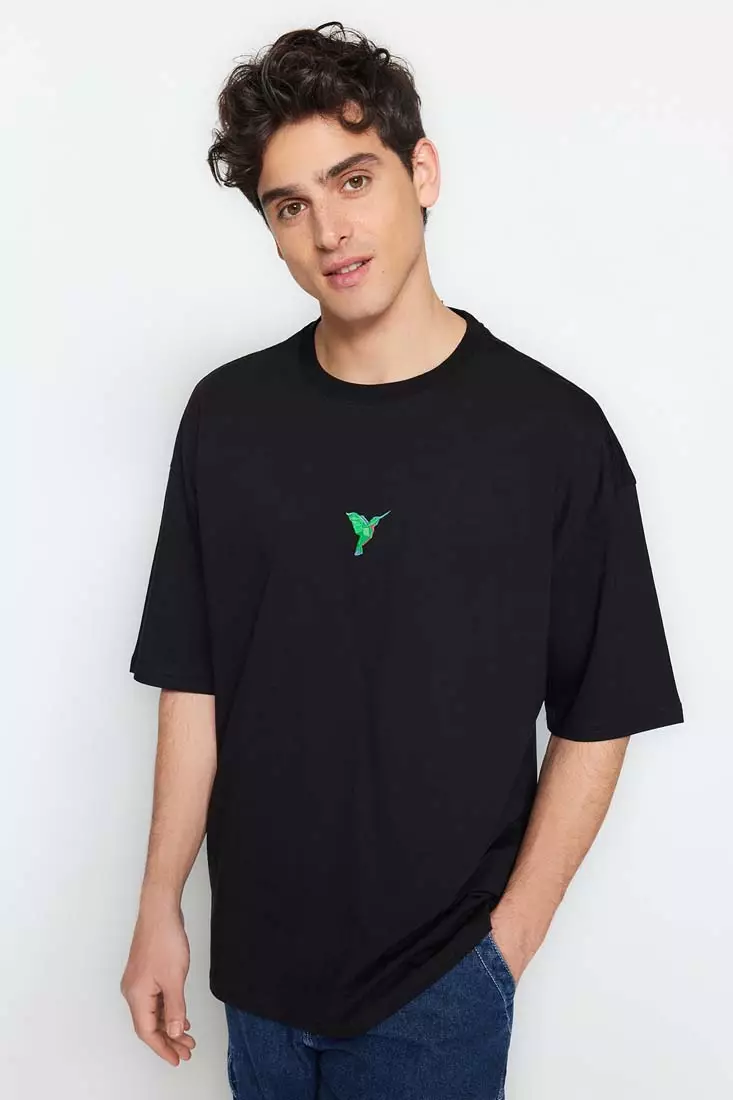 Buy Trendyol Oversize Crew Neck Embroidered T-Shirt Online