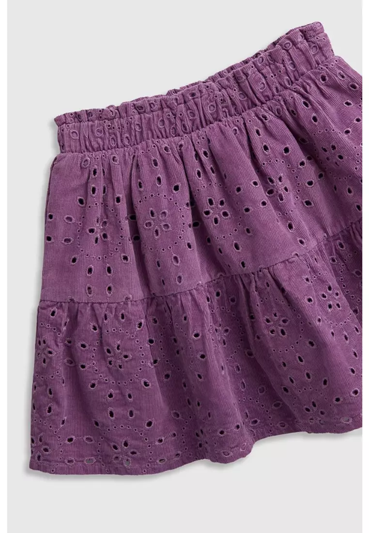 Purple Broderie Cord Skirt