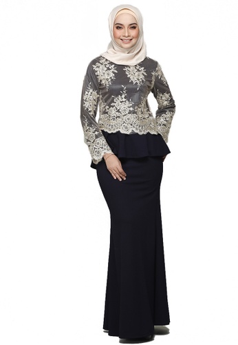 Puspa Lace Kurung from ARCO in Blue and Gold