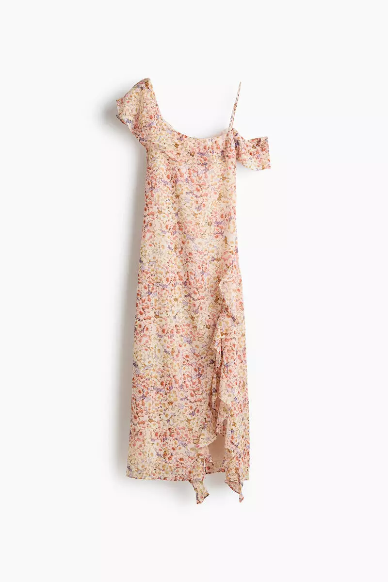 Asymmetric cold shoulder dress