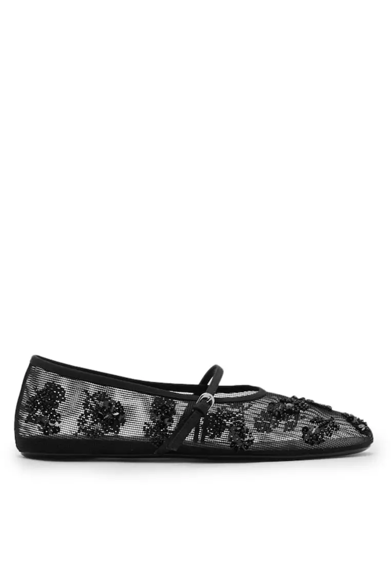 Discount on Mango  shoes - SKU: Embroidered Buckle Strap Flats