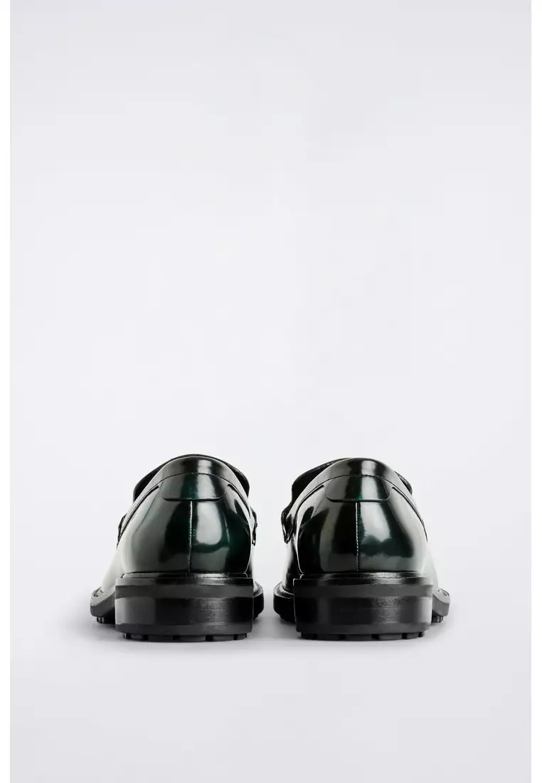 RUBBED-LEATHER LOAFERS