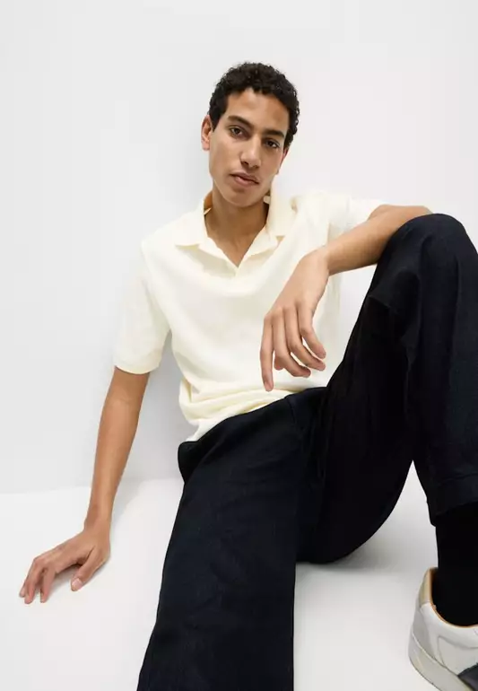 M&S Collection Pure Cotton Textured Polo Shirt
