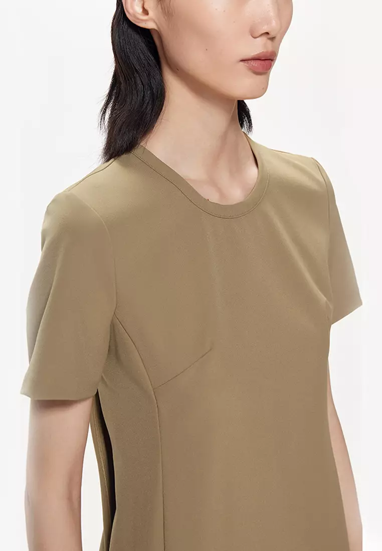 JNBY/女士袖荷葉邊中長款連衣裙