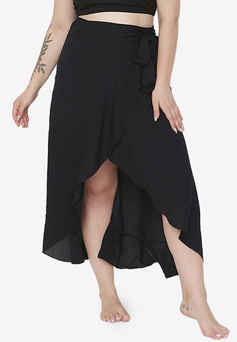 Trendyol black Plus Size Wrap Midi Skirt 178B0AAEA1D365GS_1