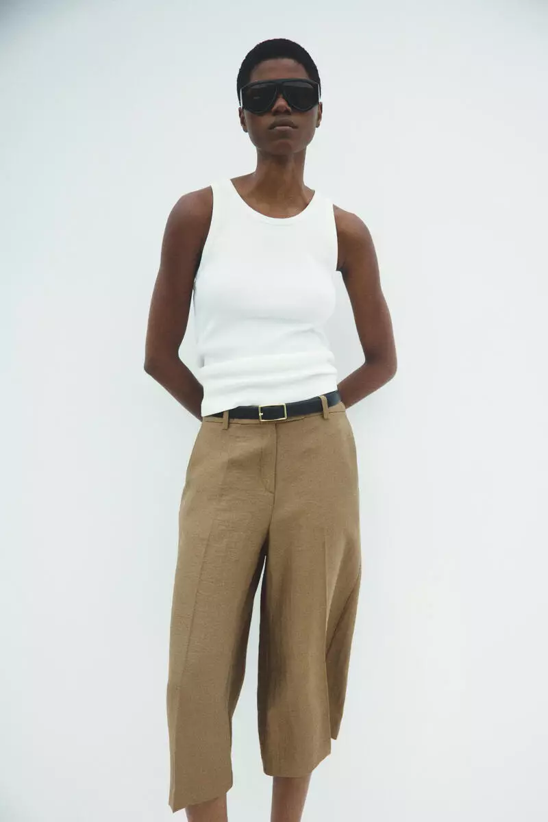 Tailored linen-blend culottes