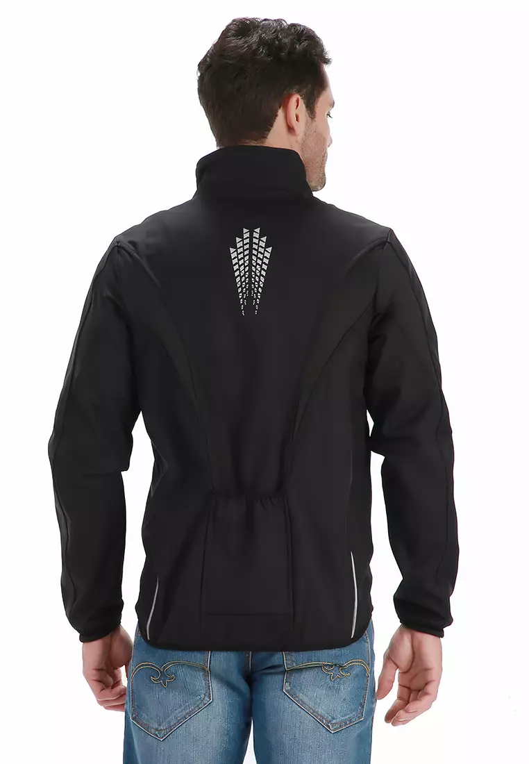 Clover Jaket Olahraga Sepeda Warm Up Thermal Fleece Jacket Material Polyester ORIGINAL - Black