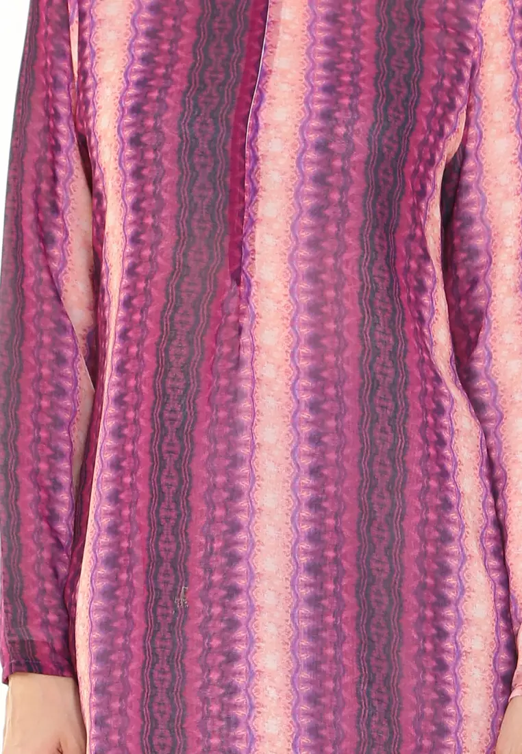 Rina Printed Kurung in Purple Stripe