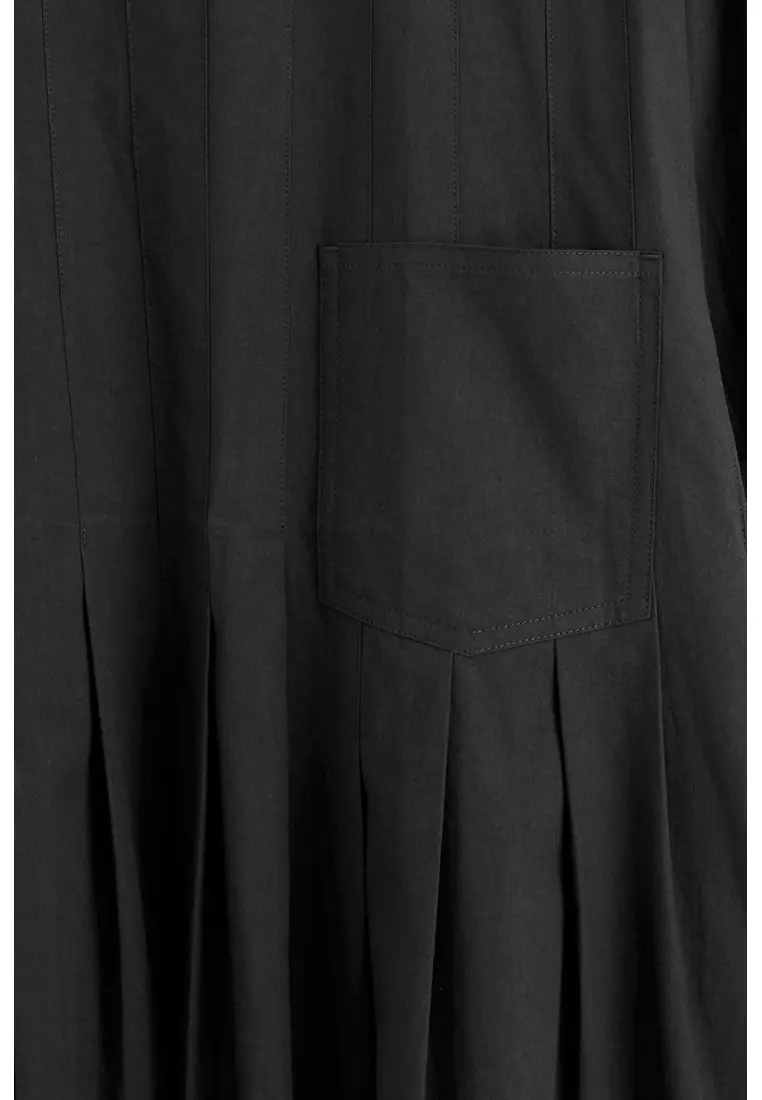 PLEATED COTTON-POPLIN MINI DRESS
