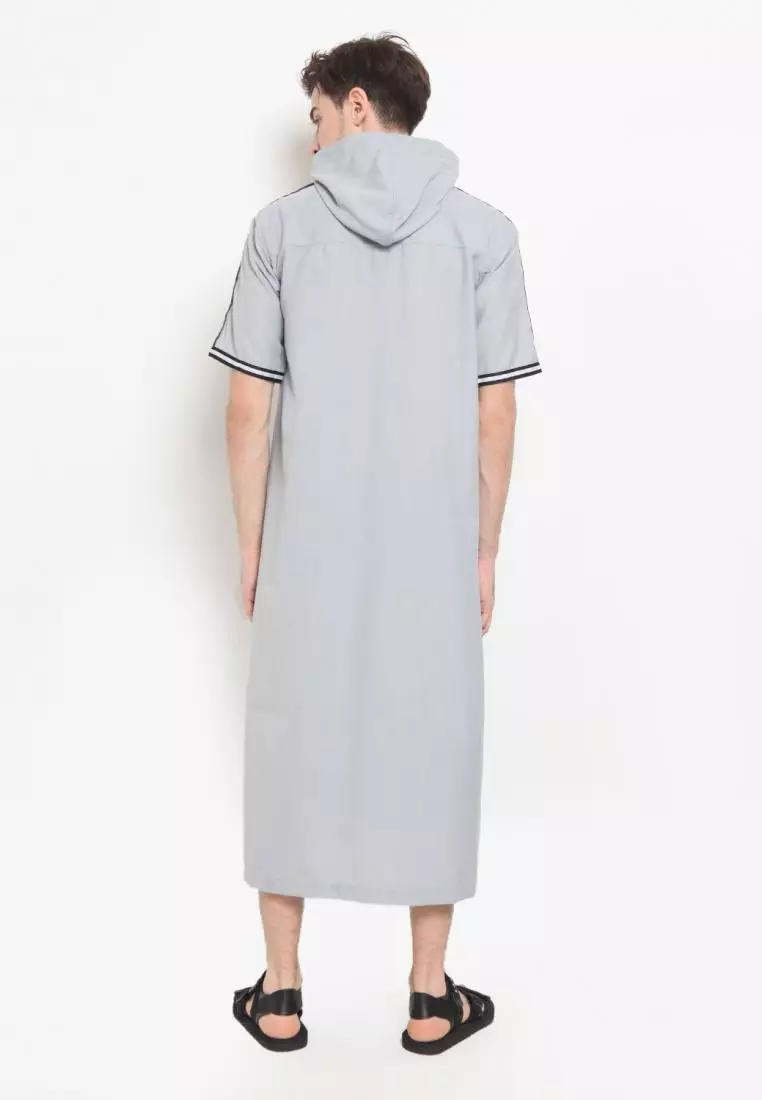 Zayidan Gamis Jubah Muslim Pria Atha Hoodie - Silver