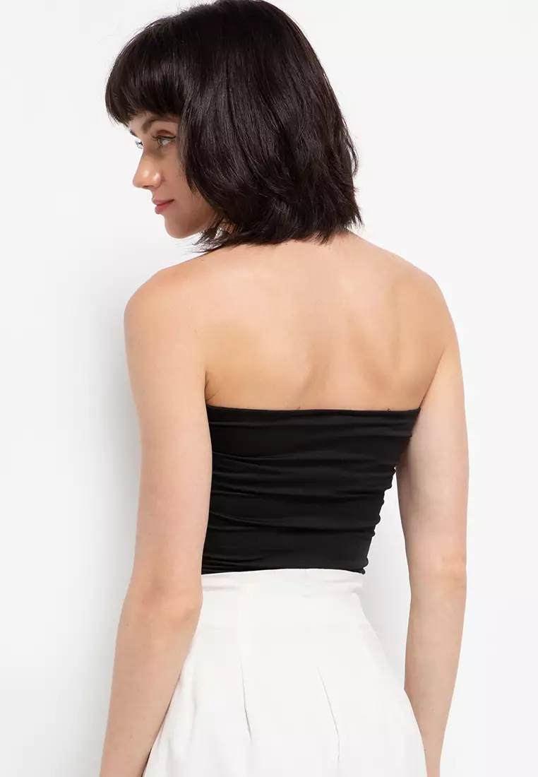 LTD63 Kemben Tube Top Pendek Hitam Katakana