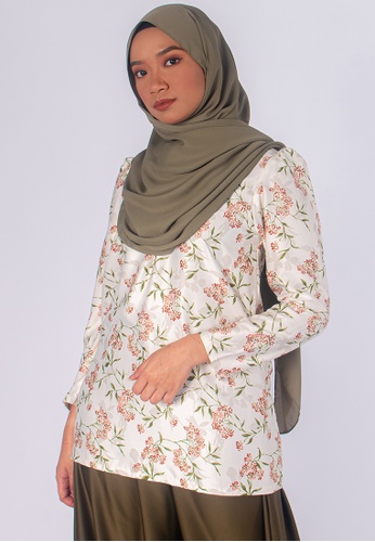 Zaryluq green and beige Bloom Blouse in Jasmine 6C252AAC271756GS_1