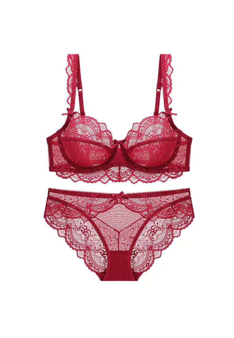Buy LYCKA LMM0131a-Lady Two Piece Sexy Bra and Panty Lingerie Sets (Red)  2024 Online