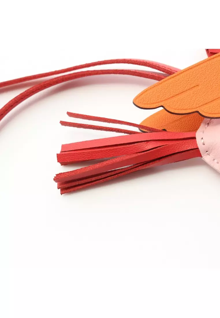 Accessoire HERMÈS Kelly Charm - Porte-gants Veau Swift Orange/Argent - Occasion Très Bon état