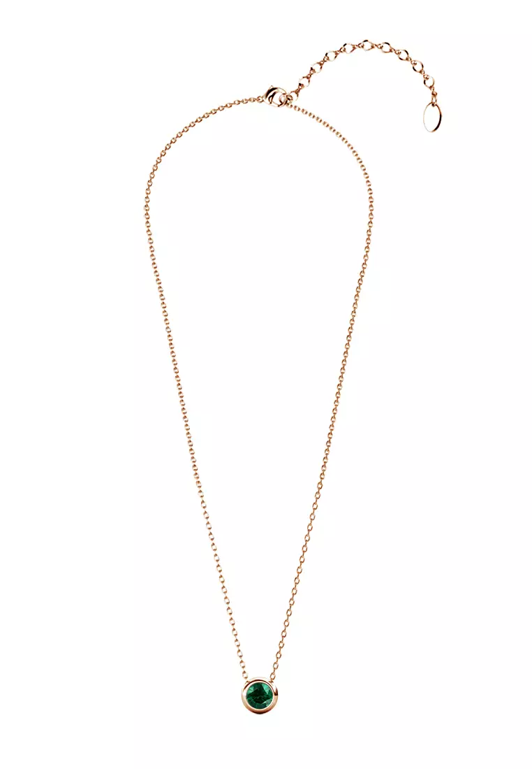 Birth Stone Moon Pendant May Emerald RG - Kalung Crystal Swarovski by Her Jewellery